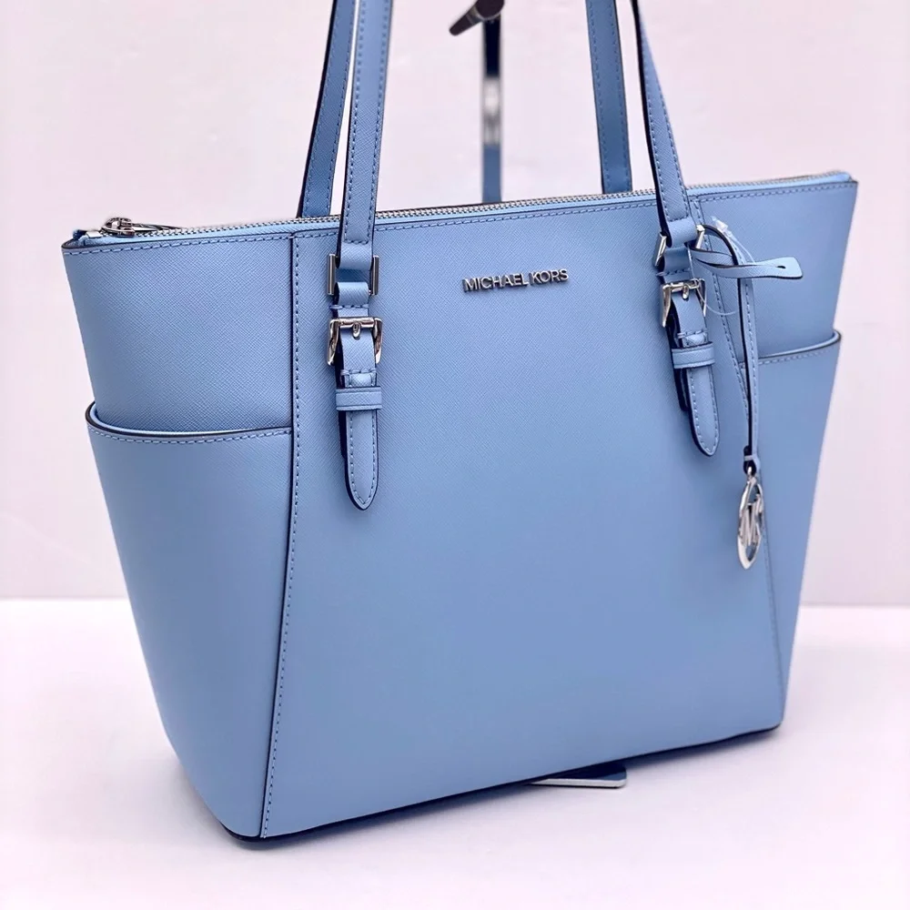 Michael Kors Charlotte Tote Shoulder Bag Light Sky - Picture 11 of 14